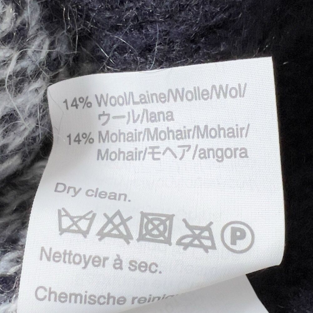 J. Crew Mohair Wool Blend Front Pocket Cardigan Sweater Sz XL Plaid Navy Blue - Picture 8 of 14